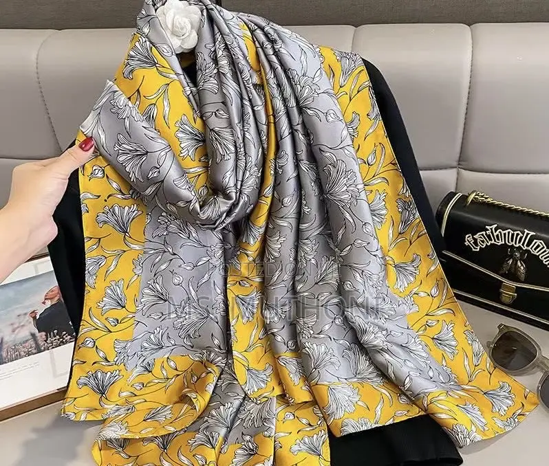 A Touch of Vibrant Yellow Silk Scarf/ Shawl