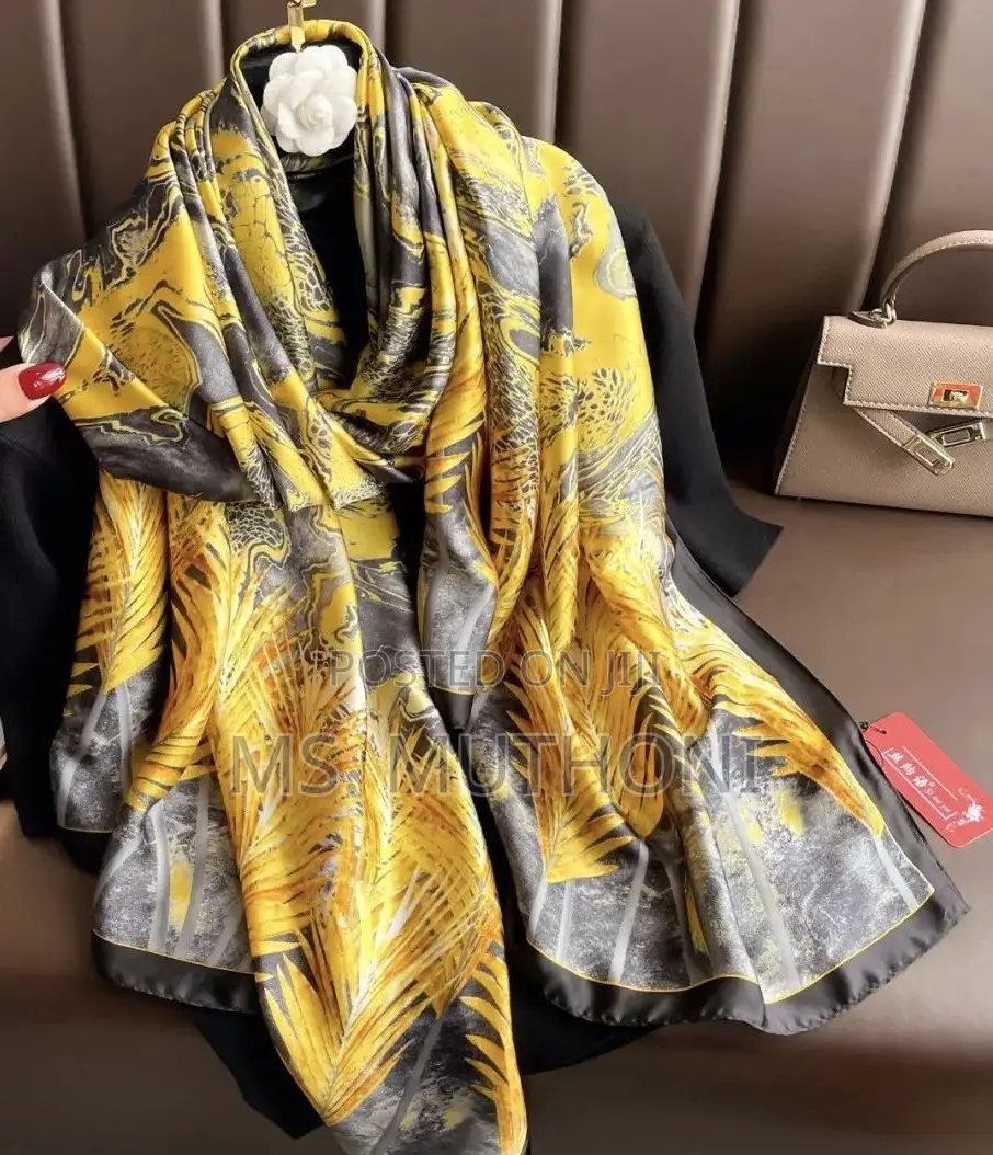 A Touch of Vibrant Yellow Silk Scarf/ Shawl