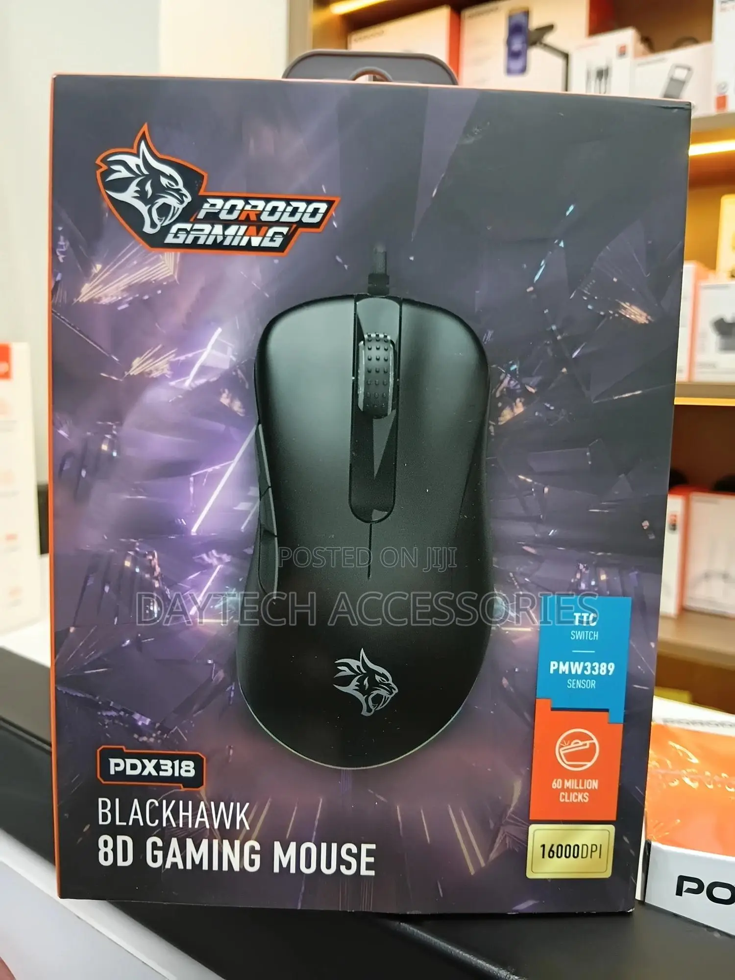 Porodo Gaming Blackhawk 8d Wired Gaming Mouse (Model Pdx318) in Black