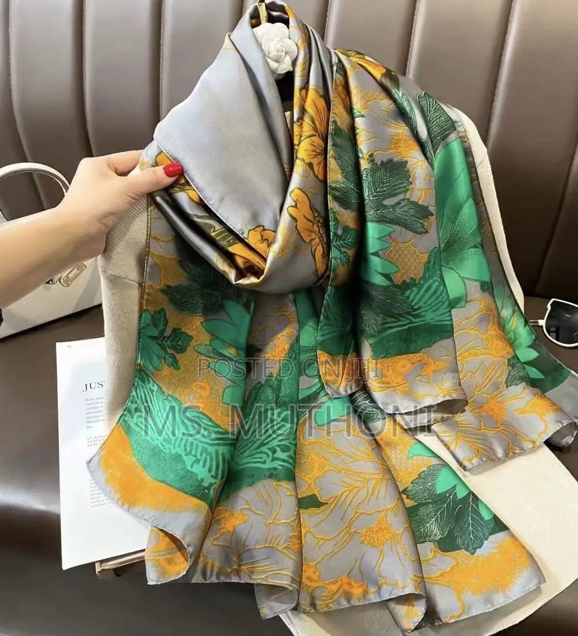 A Touch of Green  Silk Scarf 