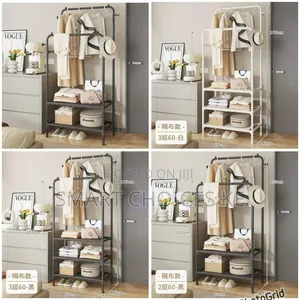 Double Clothing Garment Rack With 3-Tier Storage Shelf