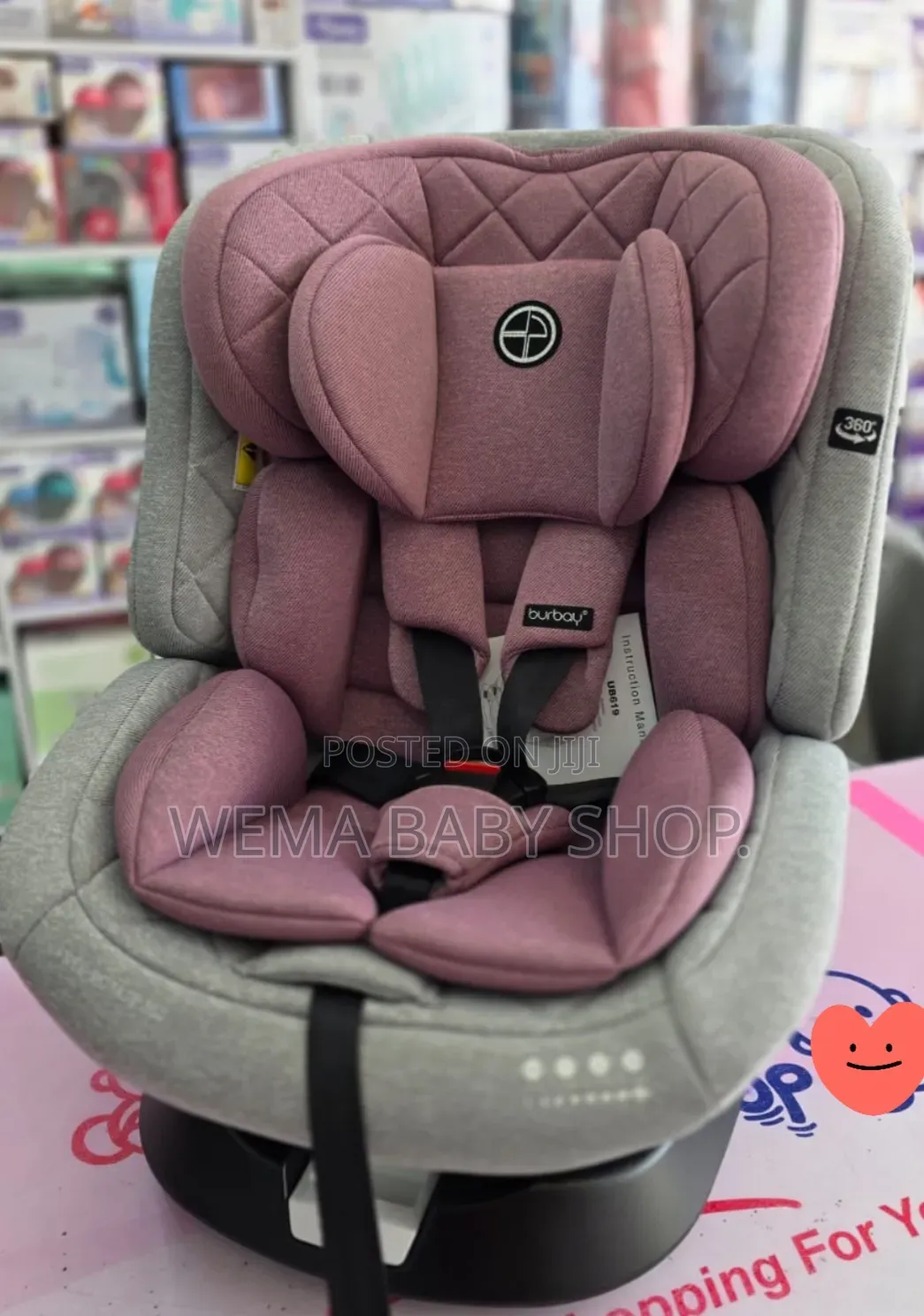 Burbay 360-Degree Rotating Isofix Baby Car Seat.