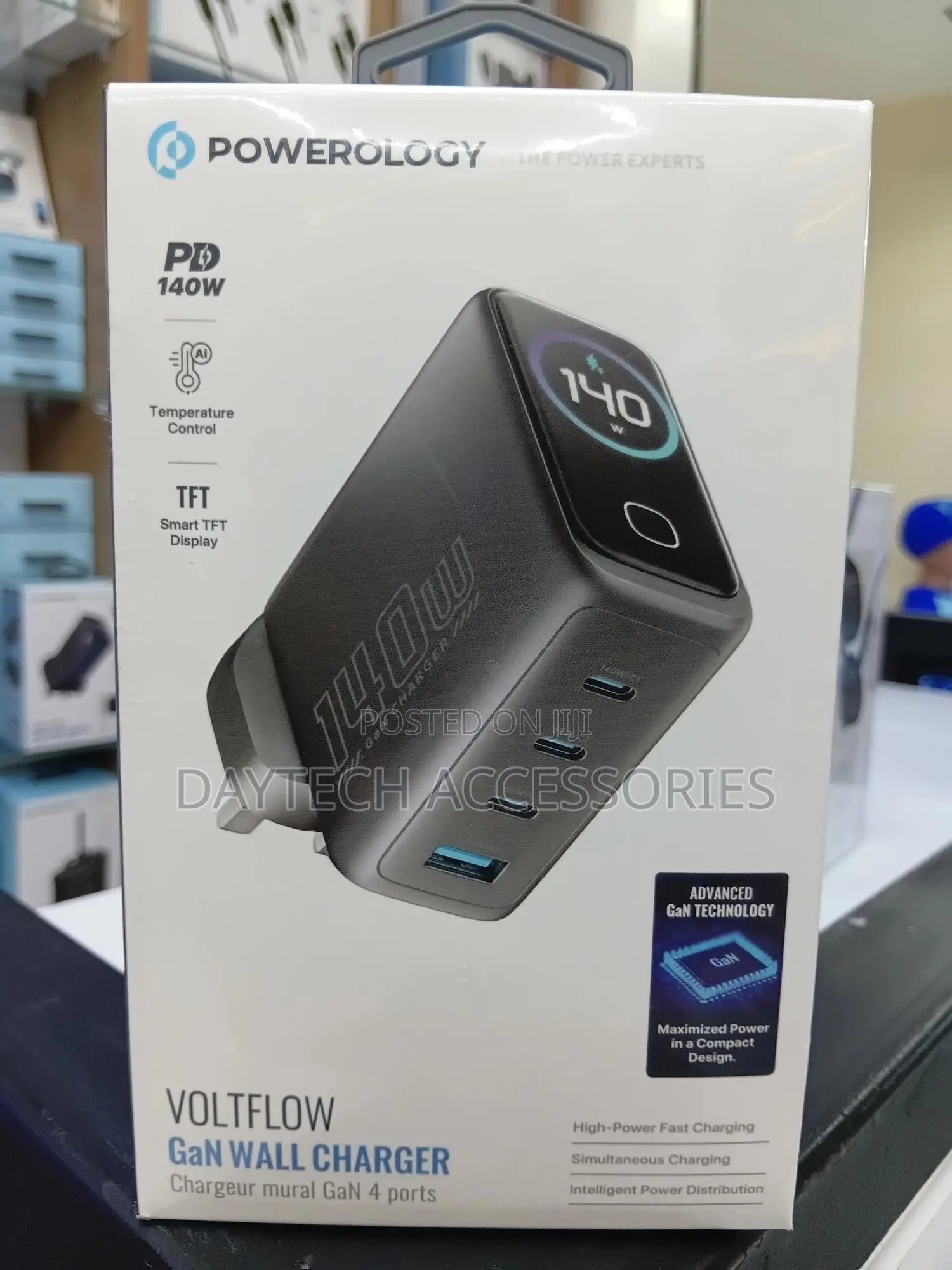 Powerology Voltflows 140w Gan Charger With Display Avs Protocol.