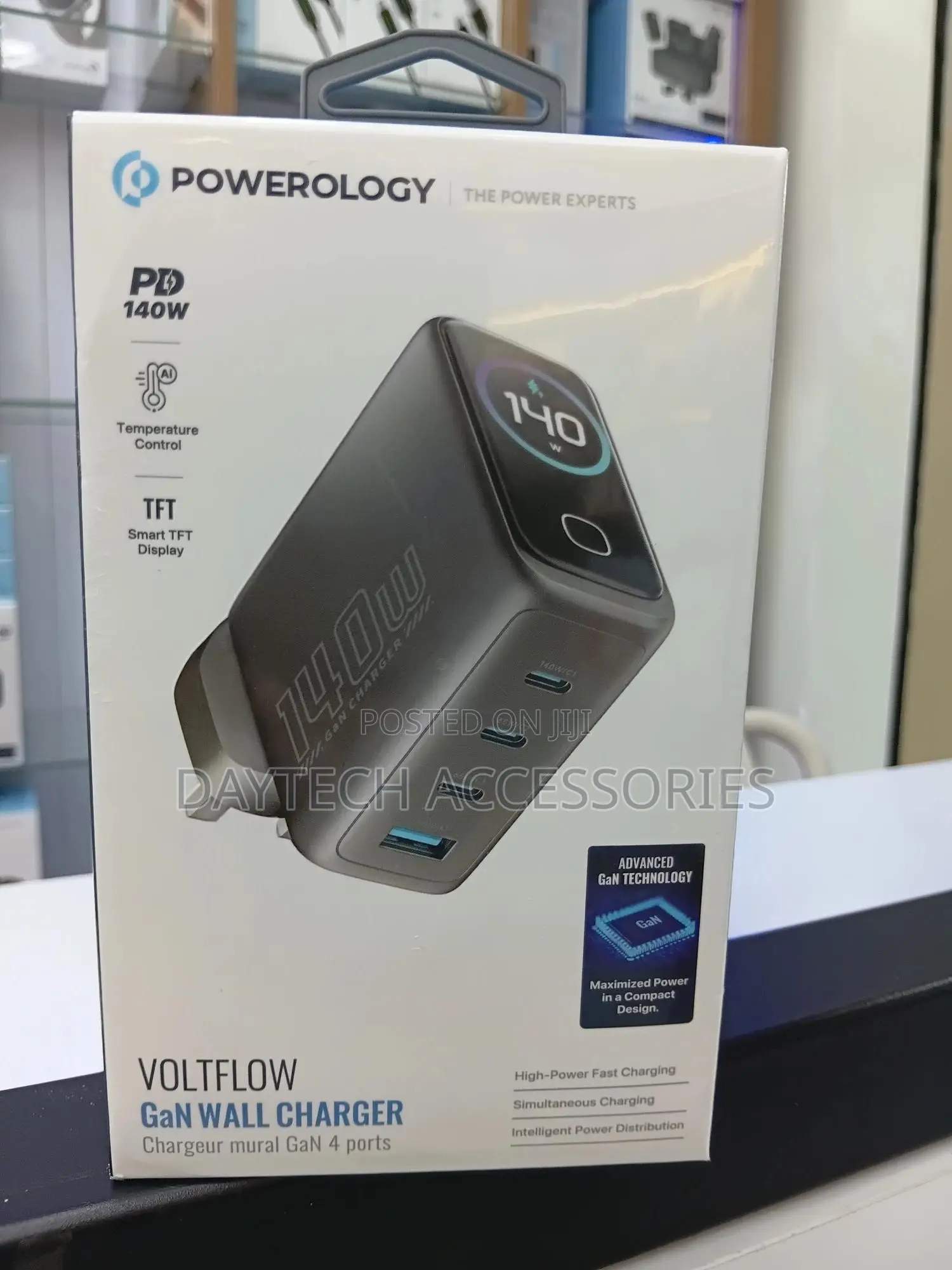 Powerology Voltflows 140w Gan Charger With Display Avs Protocol.