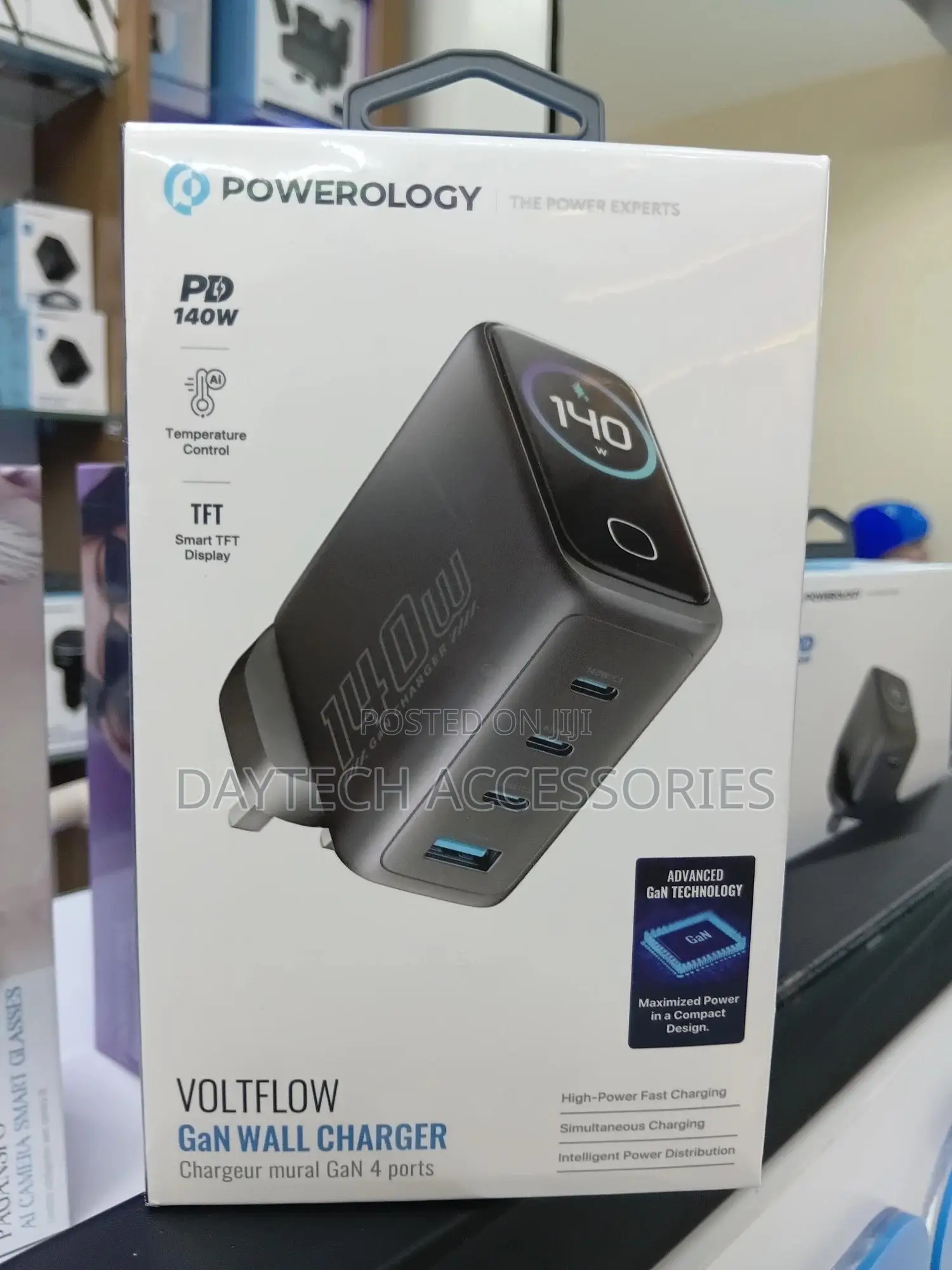 Powerology Voltflow Gan Wall Charger Pwgan140wbk - Black