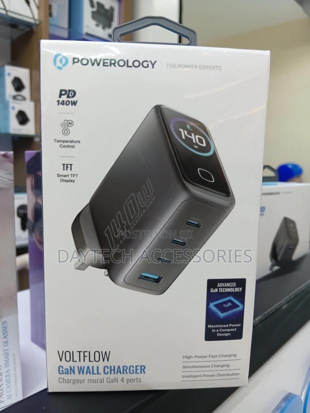 Powerology Voltflow Gan Wall Charger Pwgan140wbk - Black