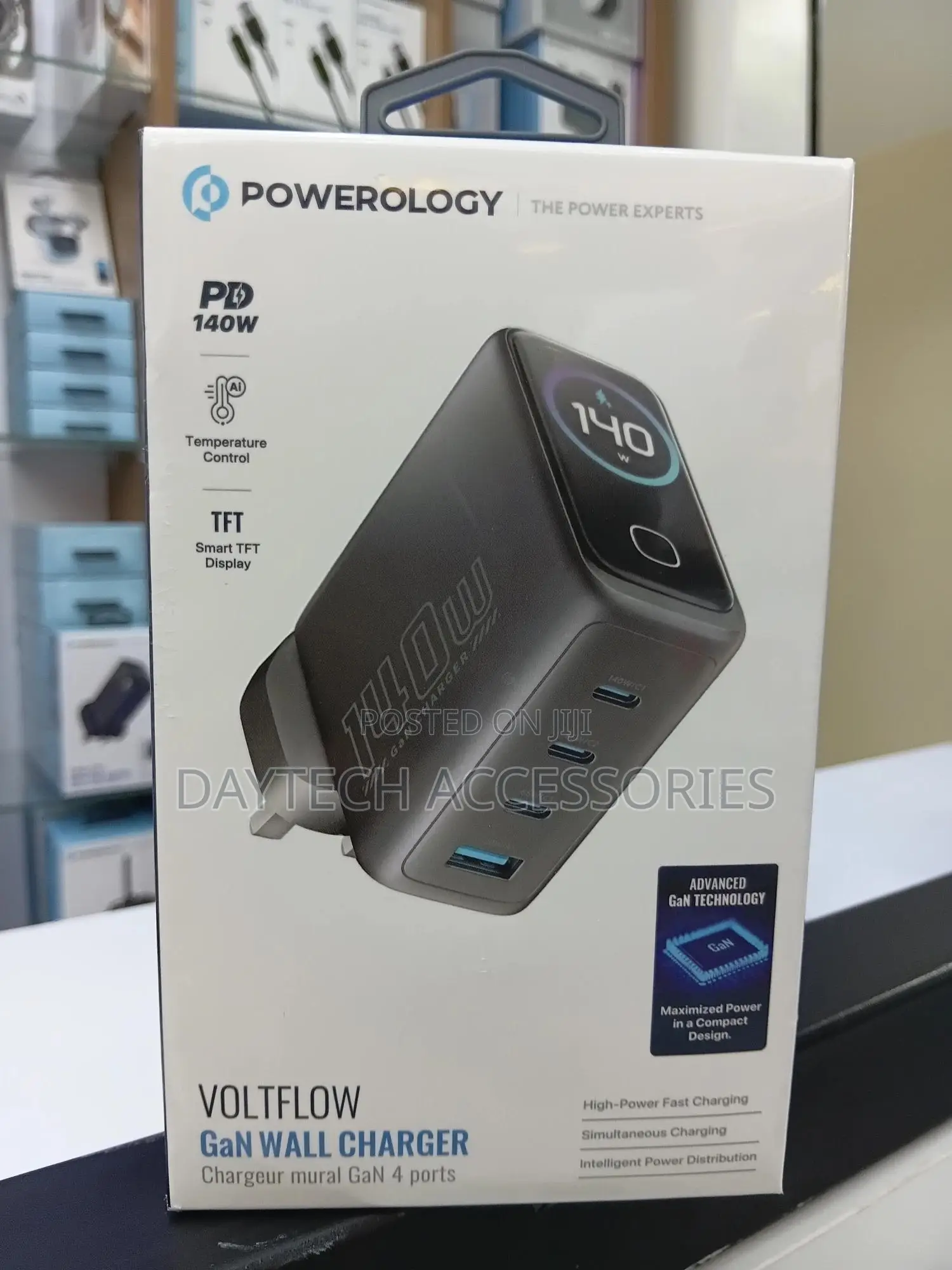Powerology Voltflow Gan Wall Charger Pwgan140wbk - Black