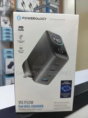 Powerology Voltflow Gan Wall Charger Pwgan140wbk - Black