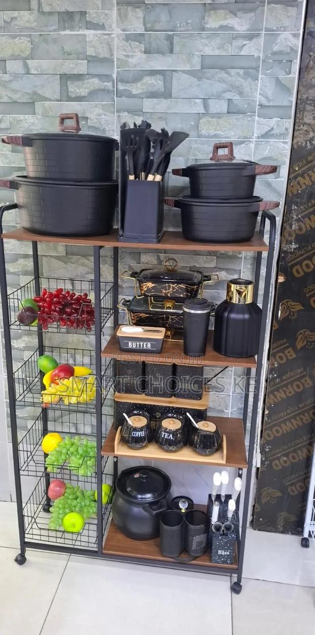 Strong Metallic Kitchen Rack With Movable Lockable Wheels - thumbnail 5