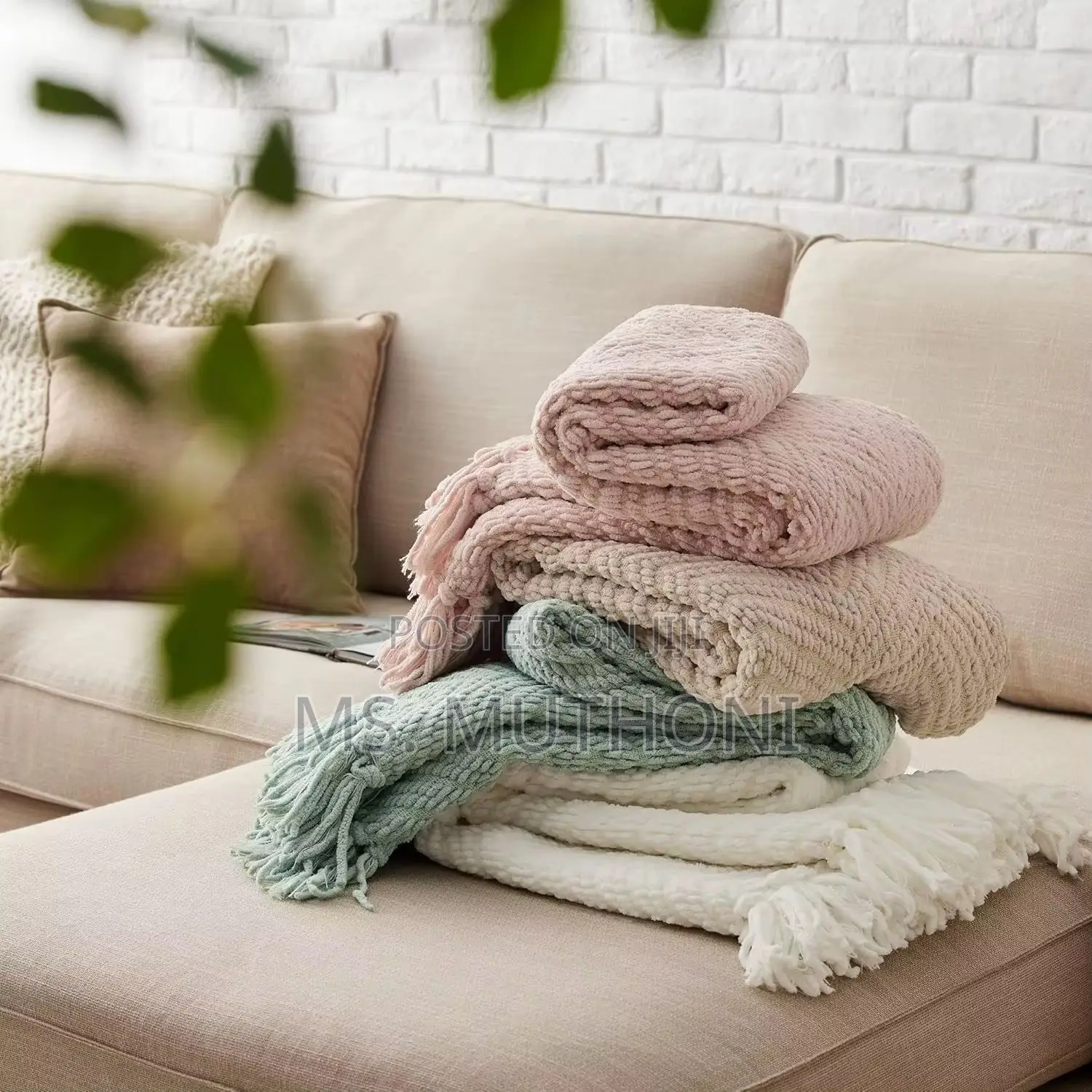 Textured Knitted Heavy Throw Blanket With Tassels*