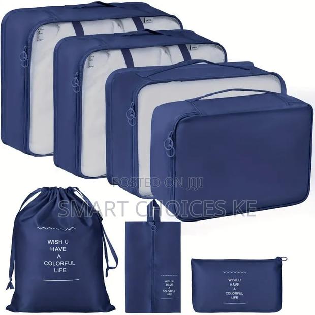 7pcs Travel Organizer Set Folding Storage Bags Wardrobe Cube Suitcase