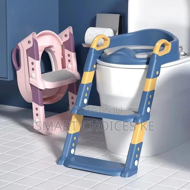 Kids Training Toilet Ladder Seat With PVC Cushion / Soft Pad