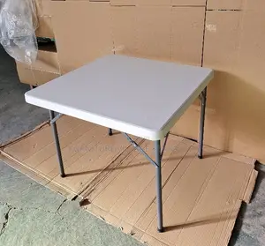 White Plastic Folding Outdoor Square Dining Table