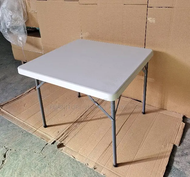 White Plastic Folding Outdoor Square Dining Table