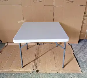 White Plastic Folding Outdoor Square Dining Table