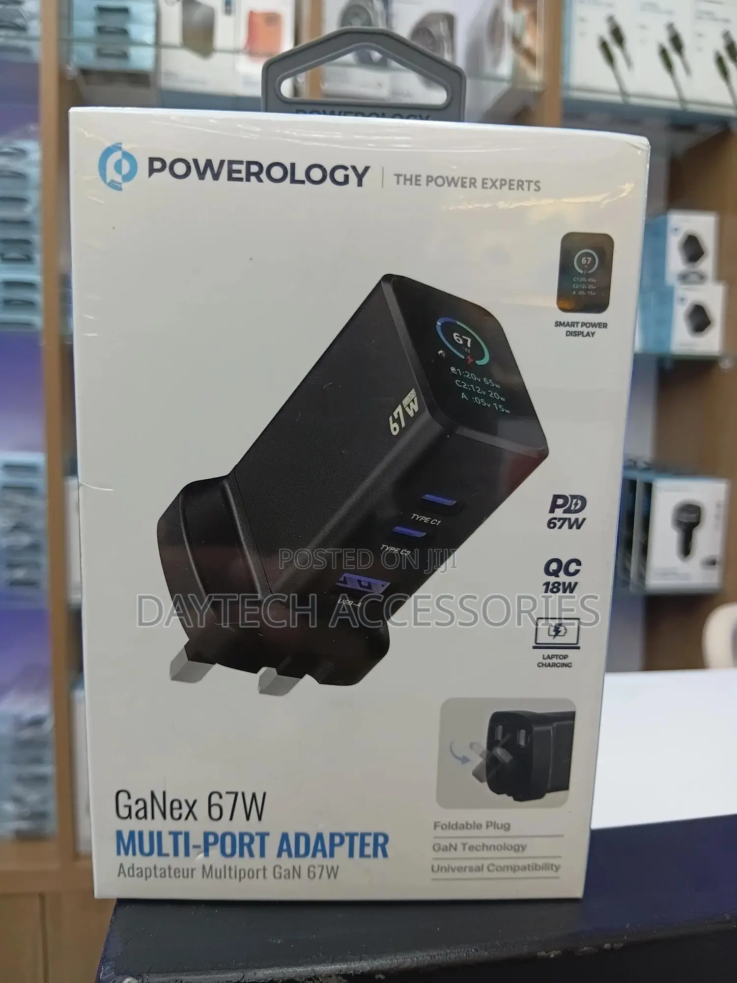 Powerology Ganex 67w Muti Port Charger Adater Black Pwc2417bk