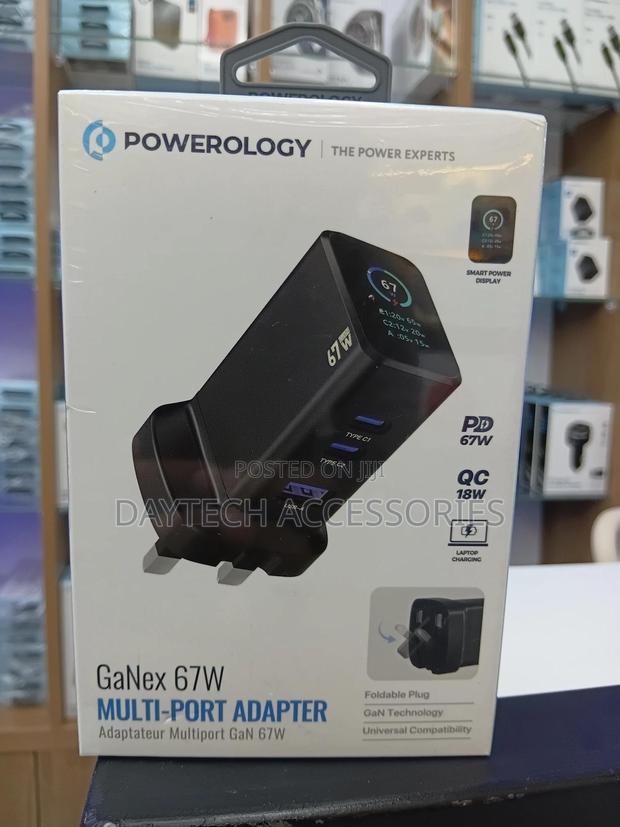 Powerology Ganex 67w Muti Port Charger Adater Black Pwc2417bk