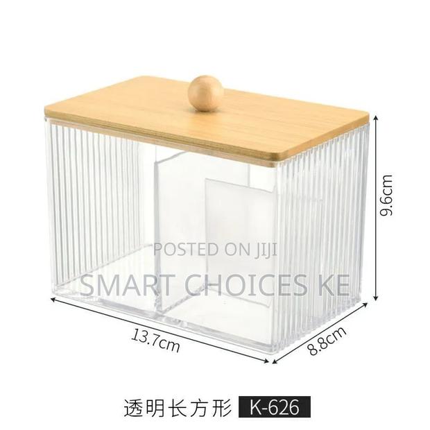 3 Compartment Acrylic Makeup Organizer Cotton Pad Storage Box - thumbnail 2