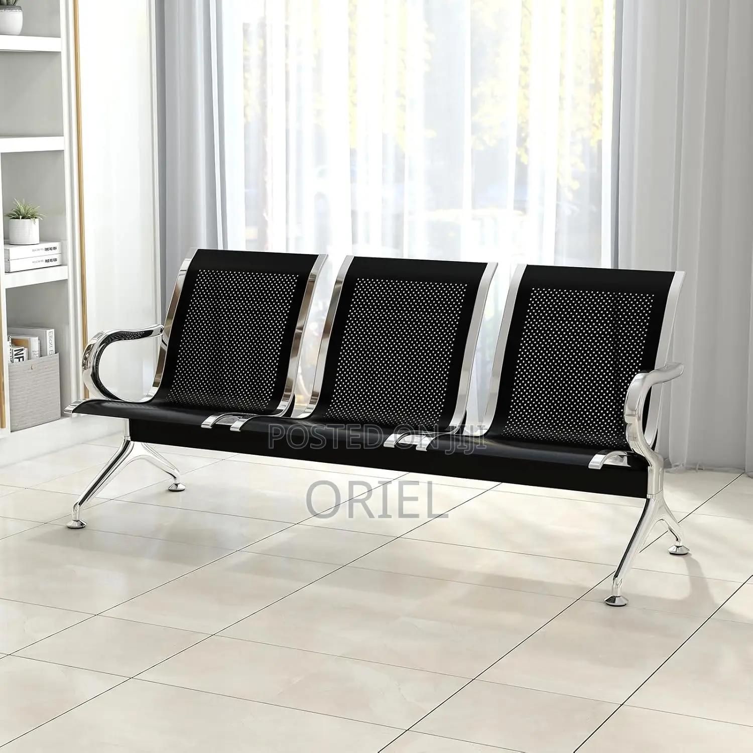 Office Bench : 3-Seat Office Waiting Room Bench