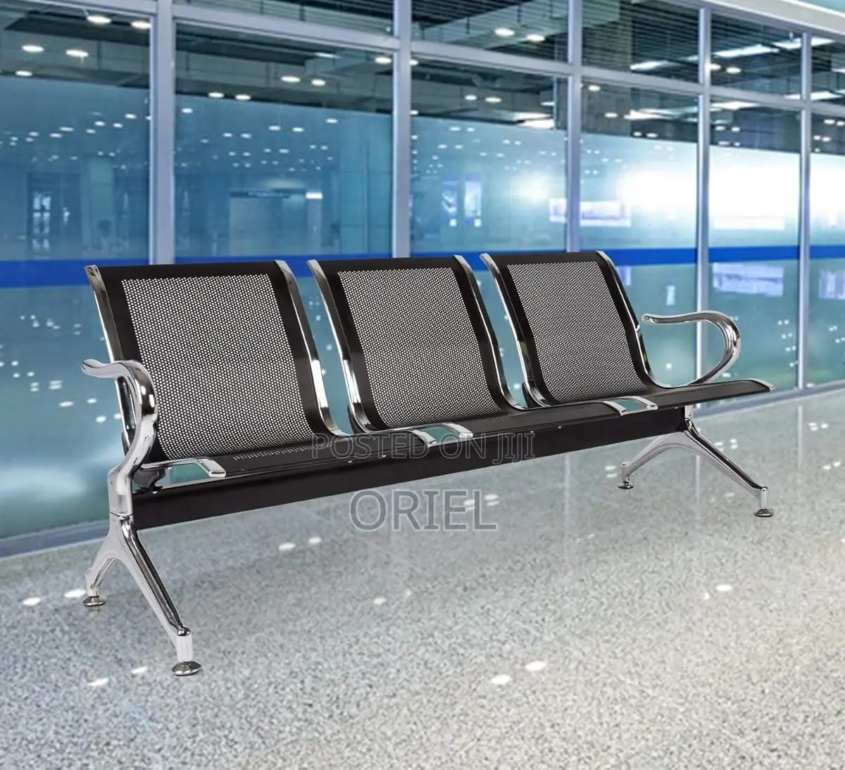 Office Bench : 3-Seat Office Waiting Room Bench