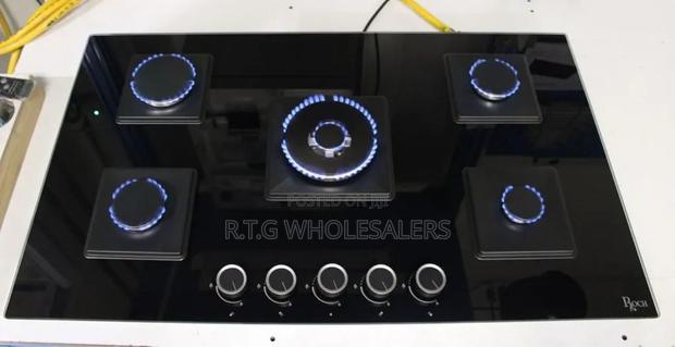 Roch 90cm Built-in Hob 5 Infrared Burners Black Glass
