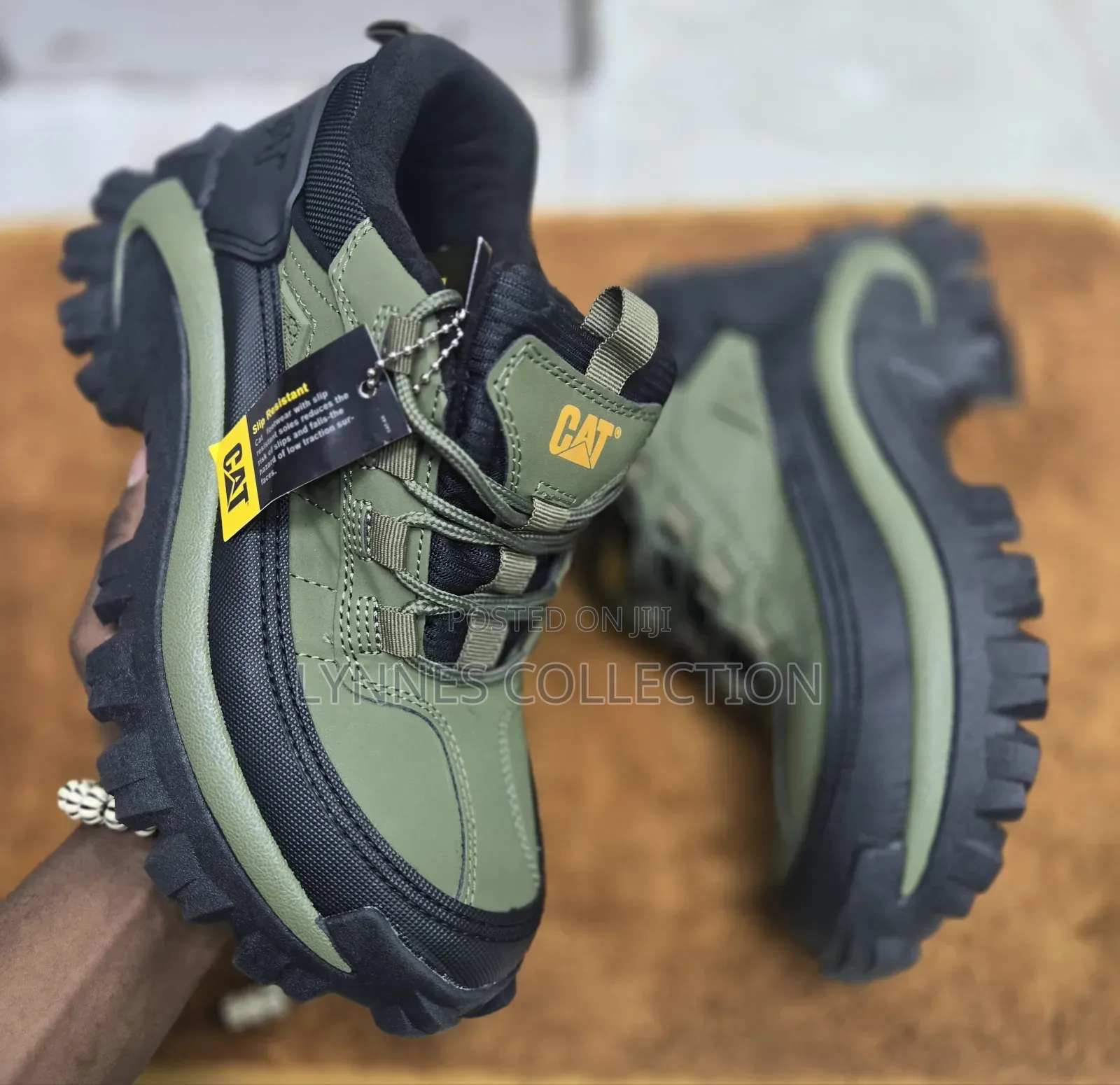 Caterpillar Men Leather Boots Green/Black - Streetwear Boots