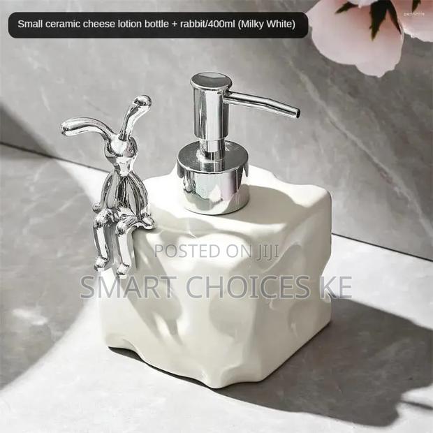 Rabbit Cheese Ceramic Bottled Home Liquid Soap Dispenser - main view