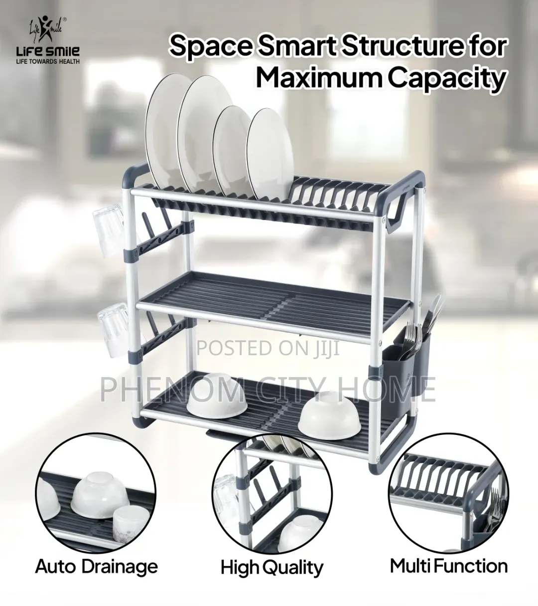Anti Rust Aluminium+Plastic Dishrack