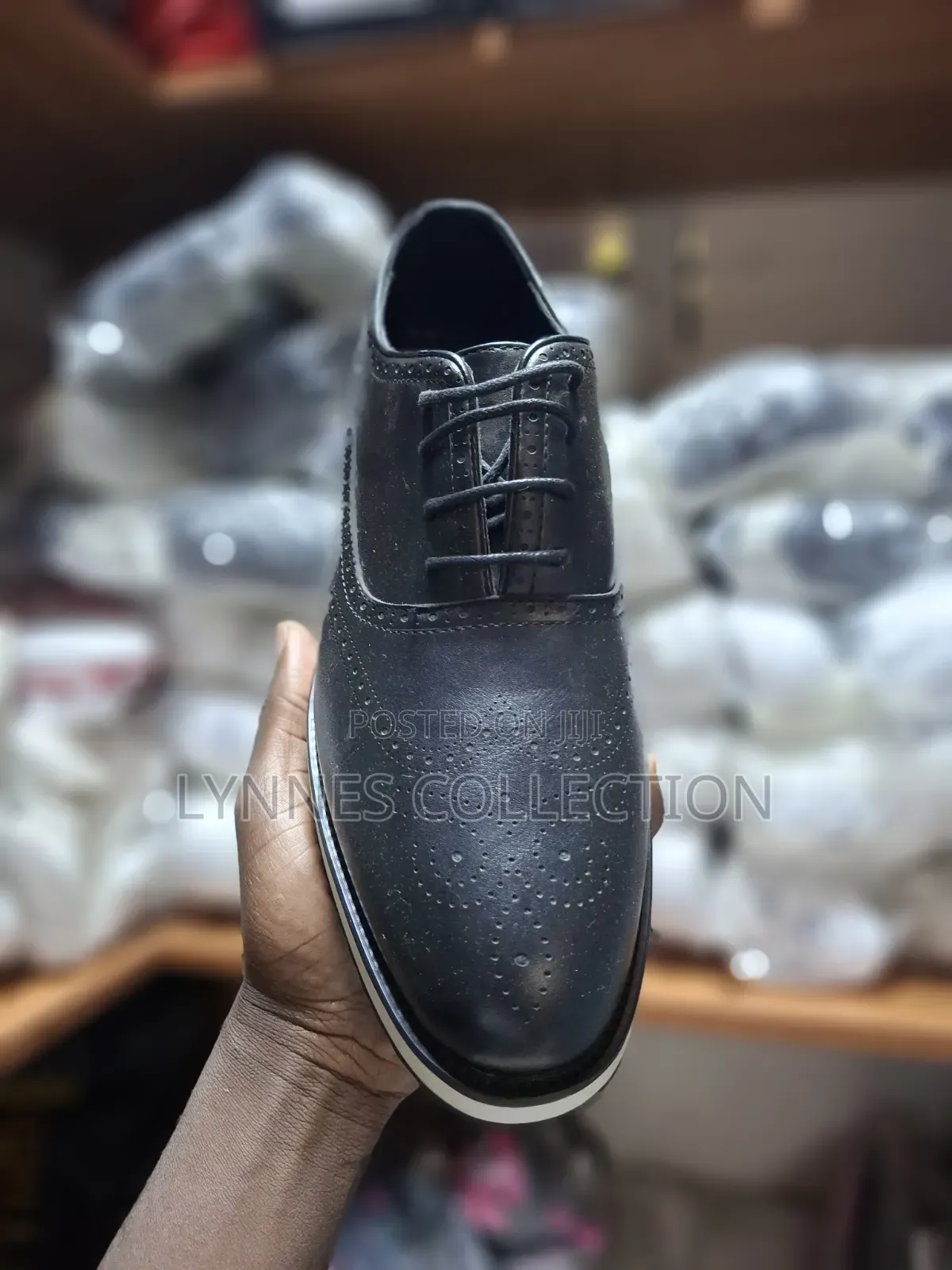 Men Official Low Cut Black/White Shoes - Formal Leather Footwear