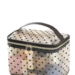 Breathable Cosmetics Organizer Bag Color- Black, Off- White