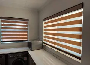 Sheer Roller Zebra Blinds Brown Color and Grey Color Swatches