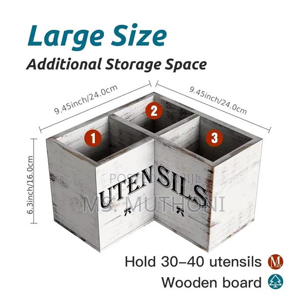*Wooden Kitchen Utensils Holder With a White Rustic Finish* - thumbnail 4