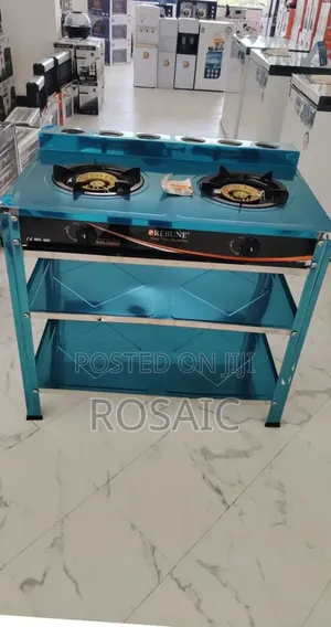 Heavy Duty Rebune Double Burner Standing Gas Stove With Shelves