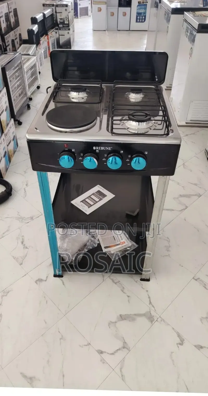 Rebune 3gas +1 Electric Burner Standing Gas Stove With Shelves