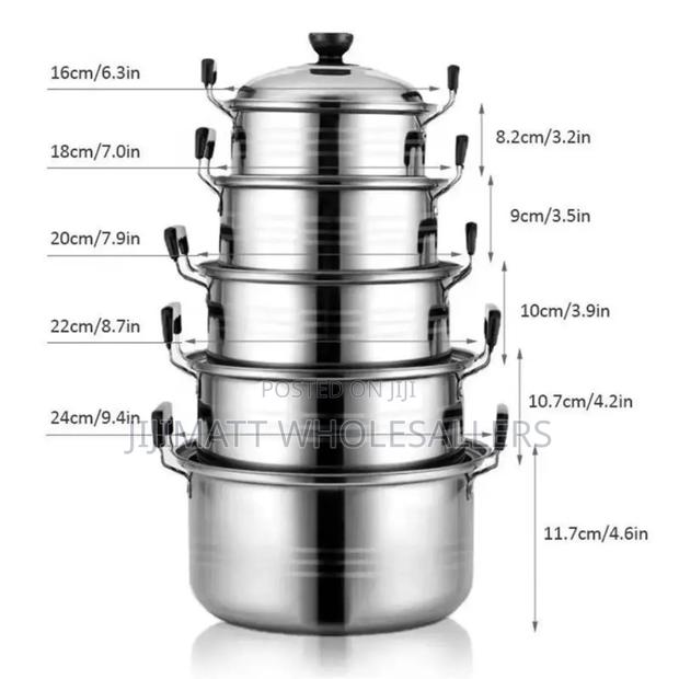10 Pieces Stainless Steel Cooking Pots Available