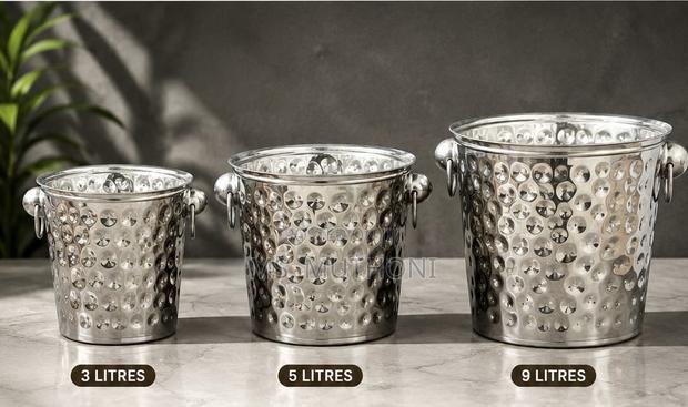 Steel Ice Bucket – Hammered Finish With Ring Handle