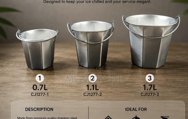 Steel Ice Bucket – 8 Corner Design With Handle 