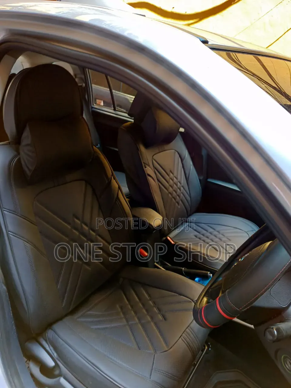 5seater Car Fitted With Leather Cross Stitch Diamond Pattern Seatccove