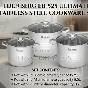 Edenburg 6pc Stainless Steel Cookware Set Induction Ready