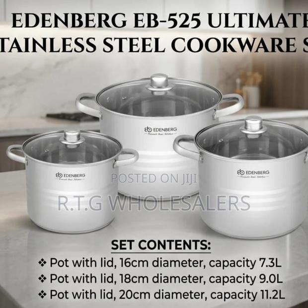 Edenburg 6pc Stainless Steel Cookware Set Induction Ready