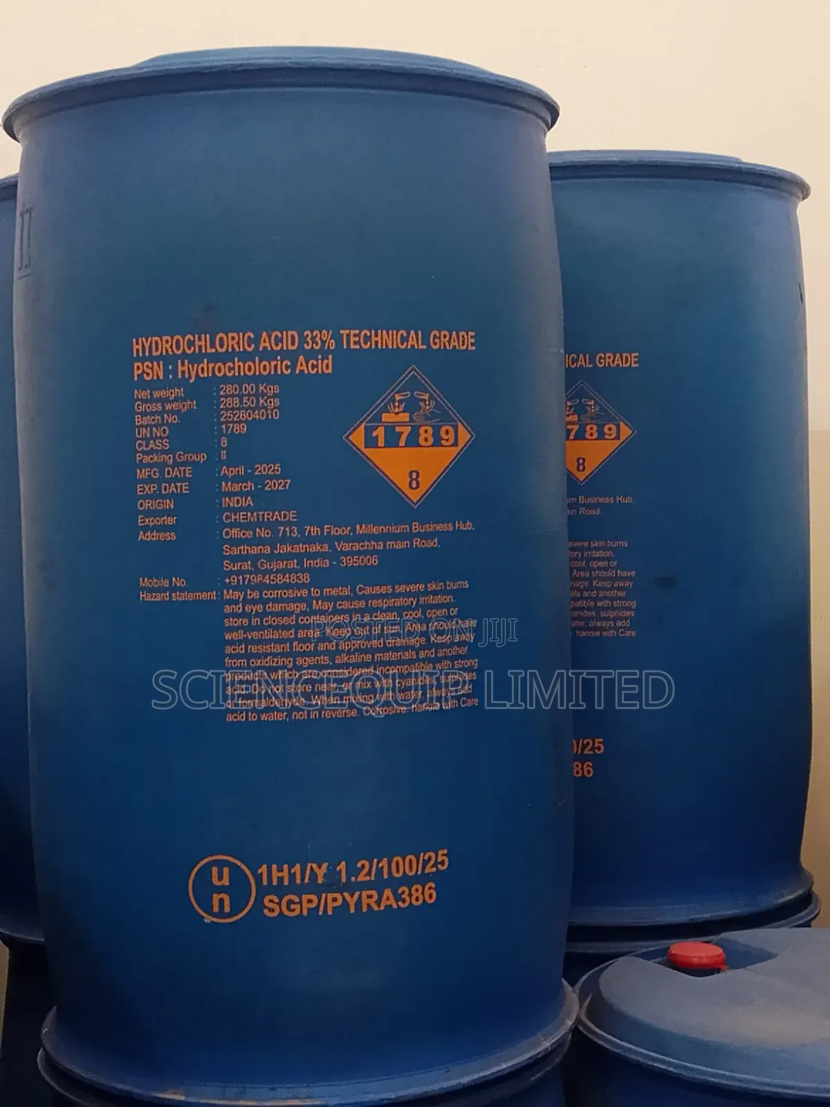 Hydrochloric Acid Drum 275kgs – Special Offer!