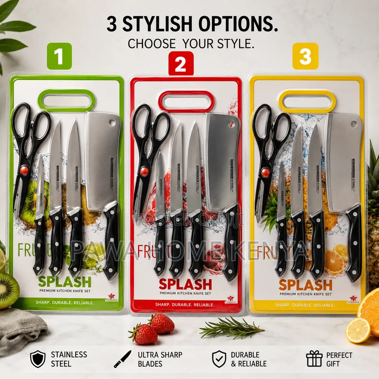 6 in 1 Knife Set With Chopping Board