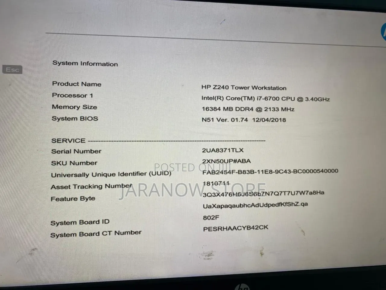Desktop Computer HP Z240 16GB Intel Core i7 HDD 512GB