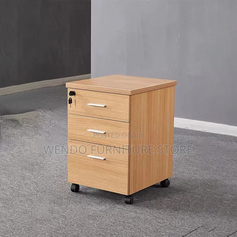 Office Cabinet : Light Wood 3-Drawer Mobile Office Cabinet