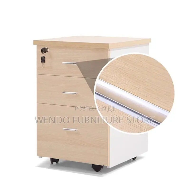 Office Cabinet : Light Wood 3-Drawer Mobile Office Cabinet
