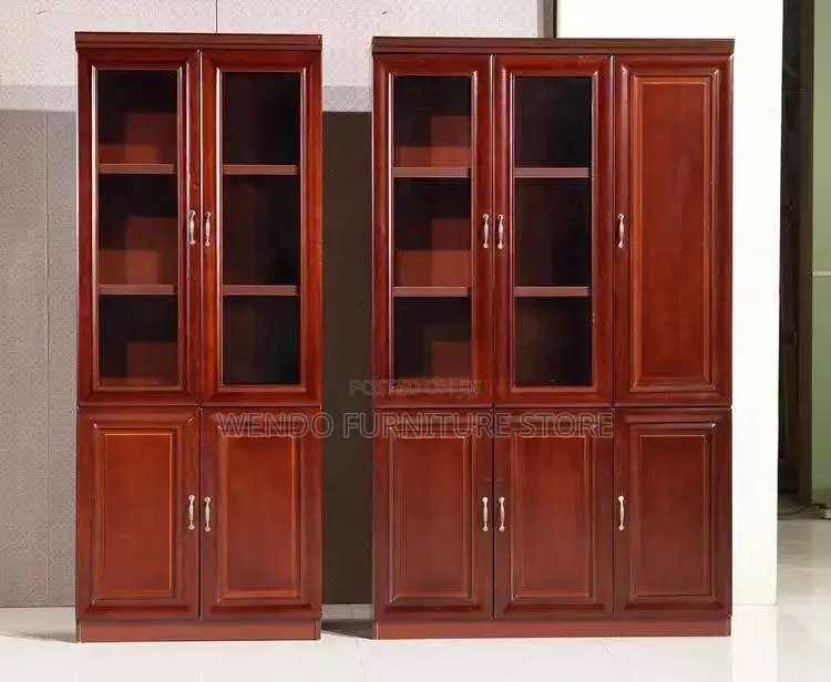 Office Cabinet : B1n 3-door Mahogany Wooden Office Storage Cabinet