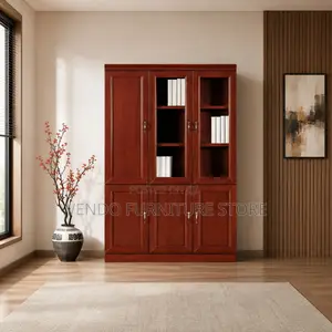 Office Cabinet : B1n 3-door Mahogany Wooden Office Storage Cabinet