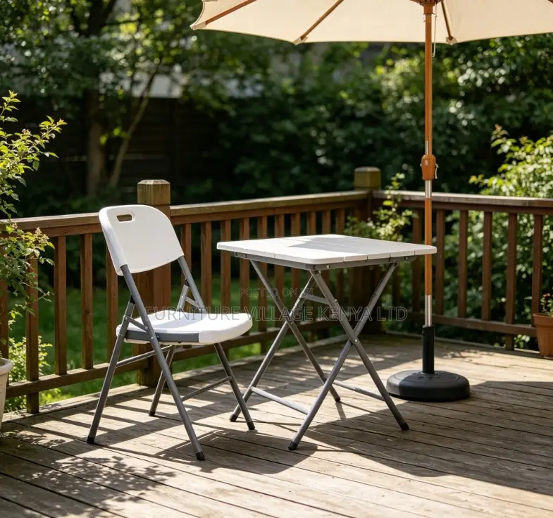 Outdoor Camping White Folding Plastic Chair