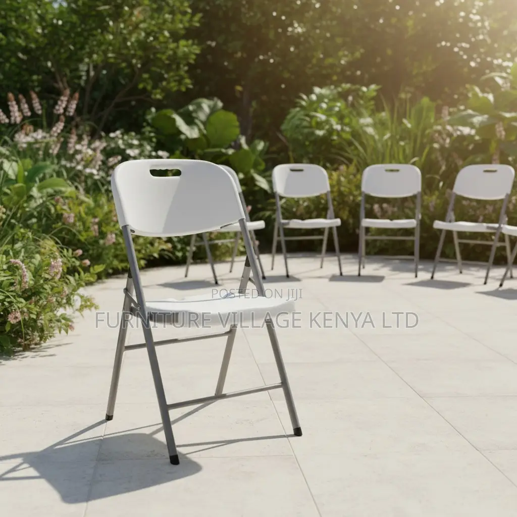 Outdoor Camping White Folding Plastic Chair