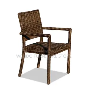 Outdoor Set : 4-Seater Modern Brown Rattan Patio Furniture Set.
